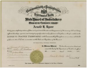 Arnold Ryave Board of Undertakers License