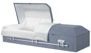 Grey Cloth Covered casket
