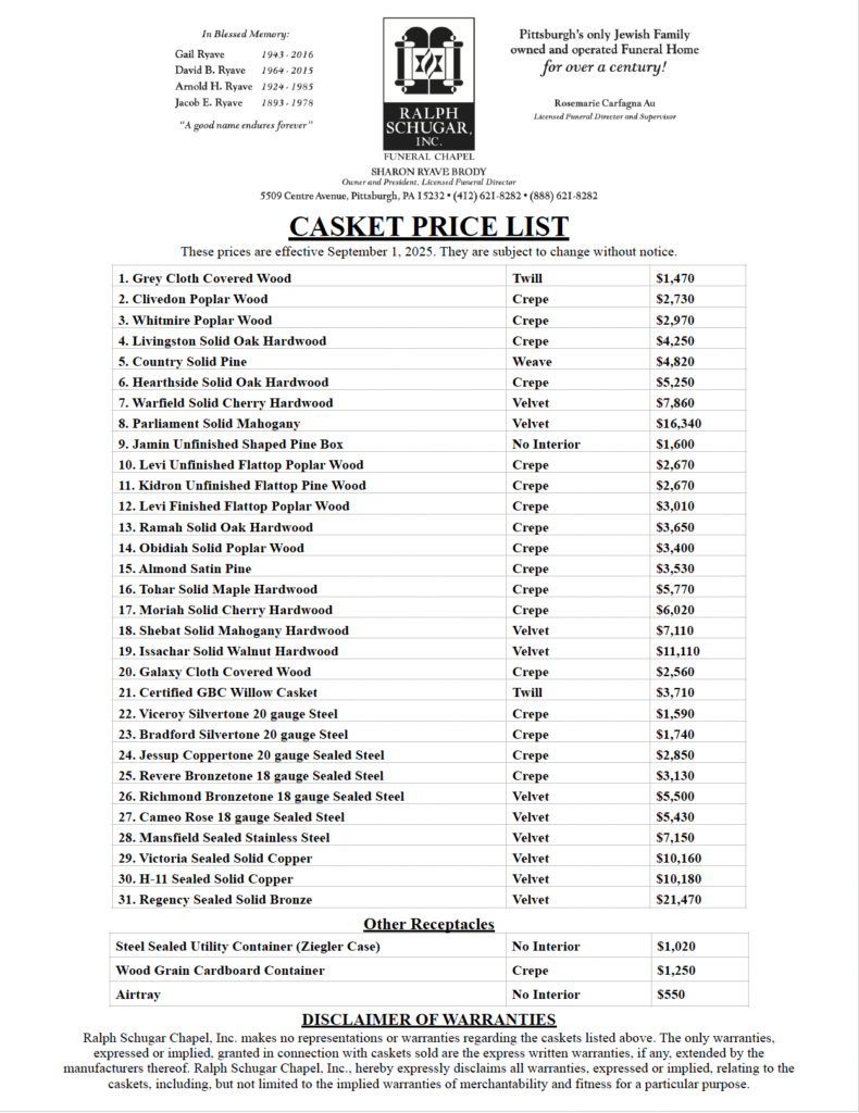Casket Price List