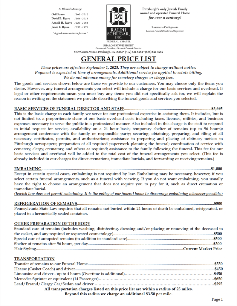 General Price List